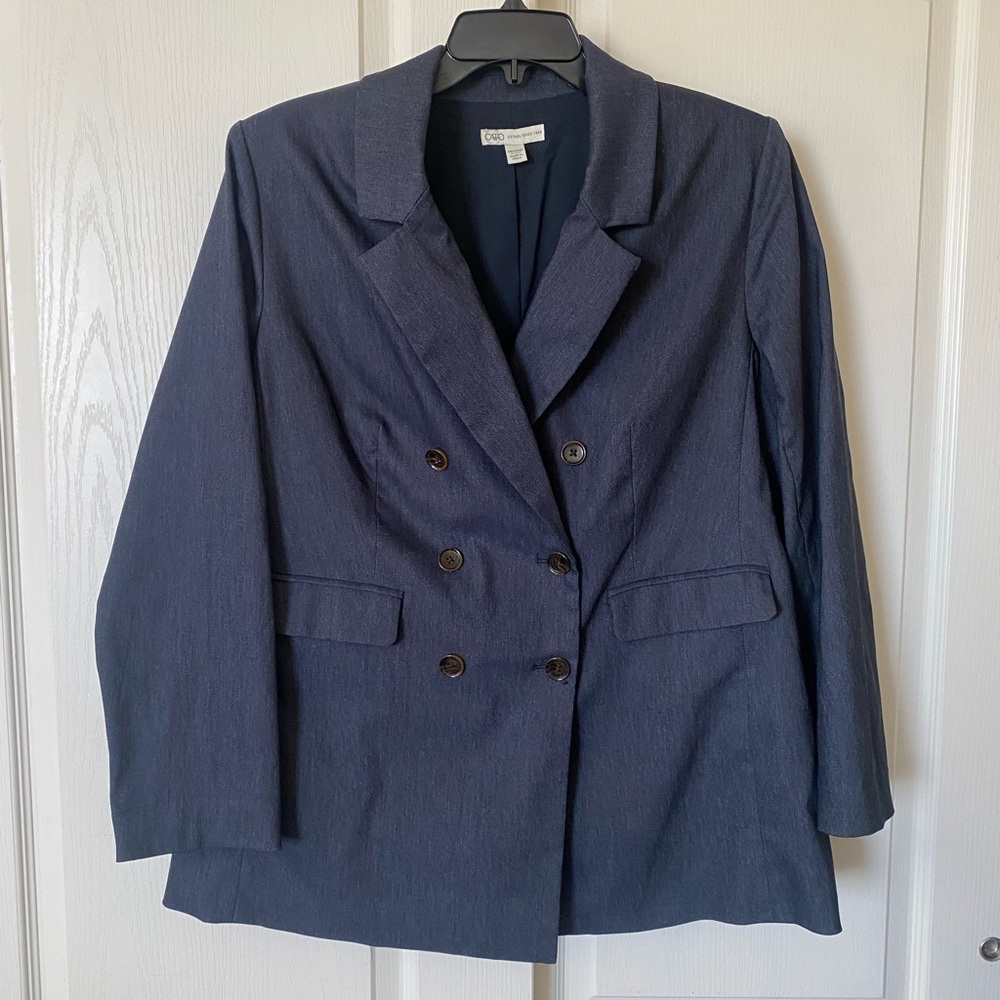 Women's  CATO Navy Denim Stretch Double-Breasted Blazer